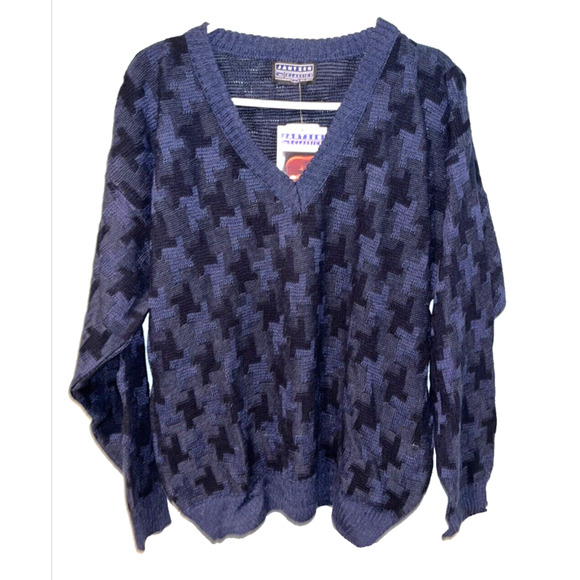 Jantzen Sweater Mens Large Geometric Long Sleeve Knit Classic Pullover VTG NWT - Picture 7 of 8